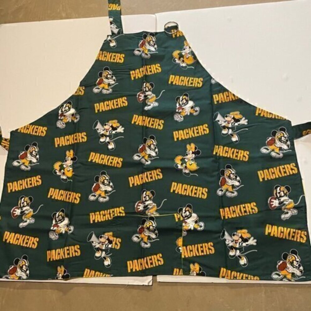 Green Packers Adult Barbeque Apron with Mickey Mouse Cartoon Characters